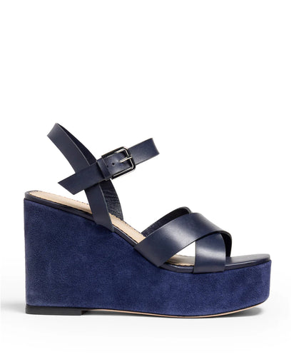 Sasha Vachetta Wedge Sandal Navy