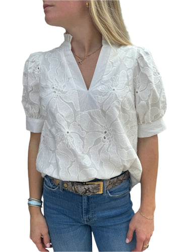 TBC Blanc Jacquard Top White