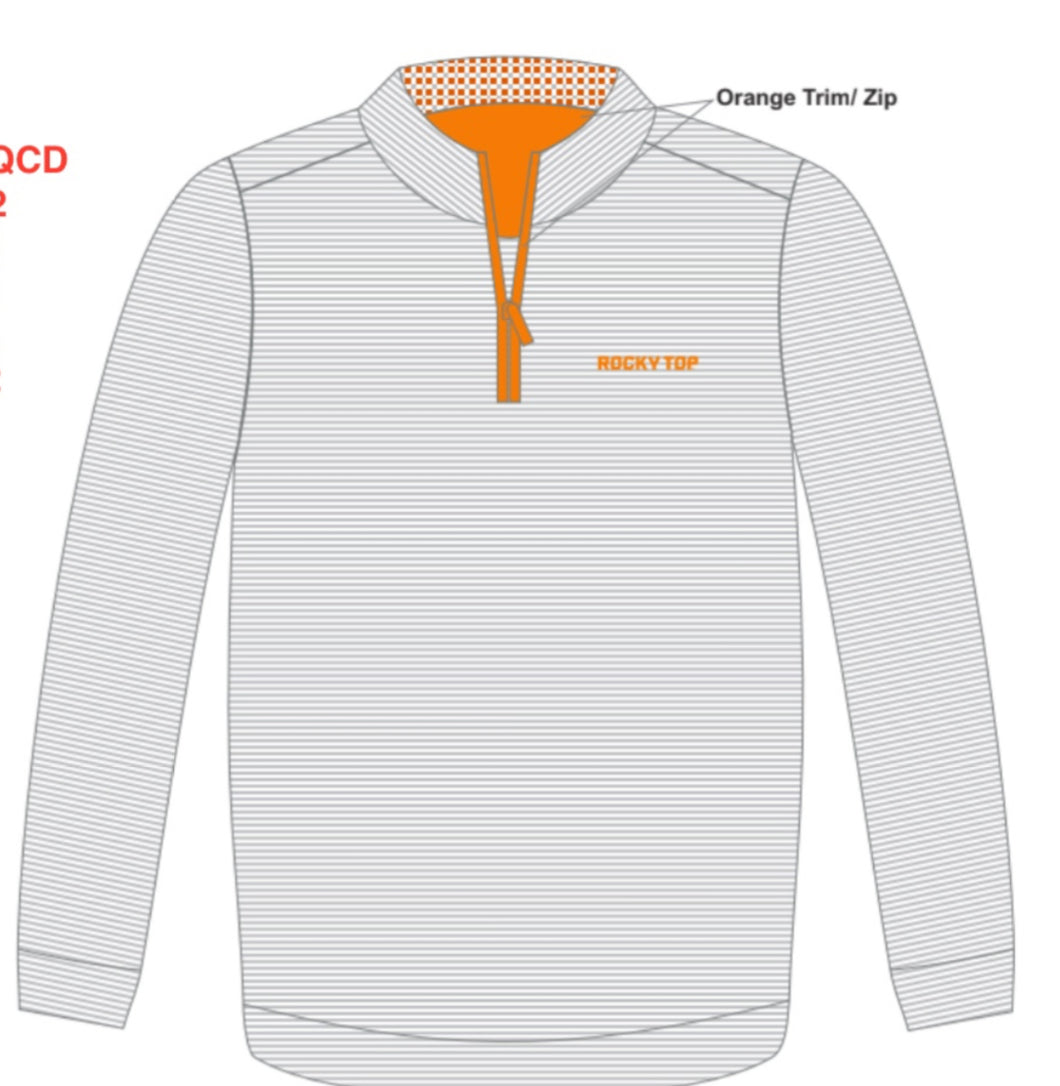 Game Day UT Rocky Top 1/4 Zip Grey Stripe