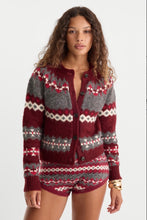 Load image into Gallery viewer, Bordeaux and grey Fair Isle knit cardigan with button front and matching shorts
