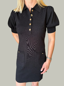 TBC Alcorn Knit Polo Dress Black