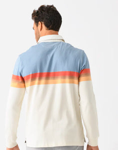 Faherty Long Sleeve Rugby Polo Shoreline Sunset Stripe