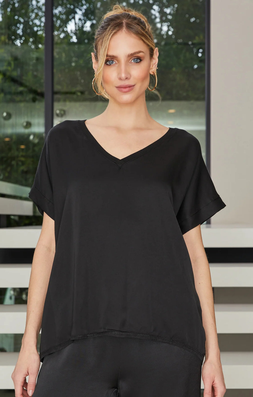 TBC Dolman V Neck Shirt Black