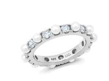 Load image into Gallery viewer, Crislu Large Pearl And Round Brilliant Cut Eternity Ring