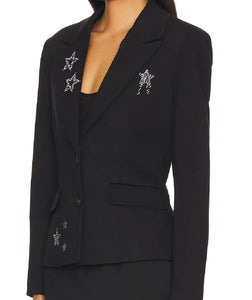 CPW Junie Rhinestone Star Blazer Black