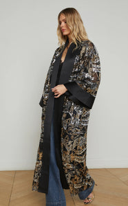 L'Agence Jin Embellished Kimono Black-Gun-Gold