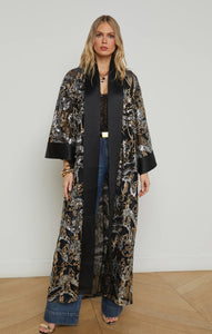 L'Agence Jin Embellished Kimono Black-Gun-Gold