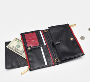 Hammitt Levy Black Brushed Gold/Red Zip