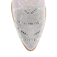 Load image into Gallery viewer, Vaccari Amber silver crystal-embellished pointed-toe shoe with baguette and AB rhinestones