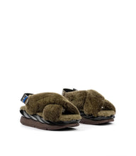 Load image into Gallery viewer, 4CCCCEES Mellow Fomi Mocha Sandal with fluffy crossed straps and chunky sole