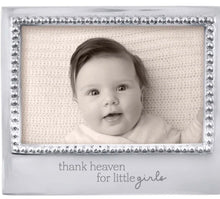 Load image into Gallery viewer, Mariposa beaded silver frame with 'thank heaven for little girls' engraving, featuring baby photo