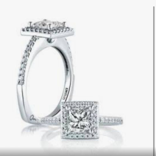 Crislu Platinum Square Cut Halo Ring