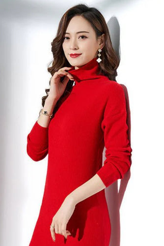 AE Turtleneck Mini Dress Red