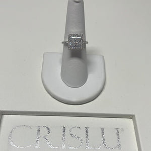 Crislu Platinum Square Cut Halo Ring