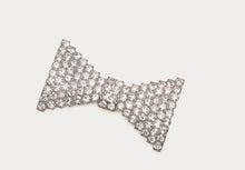 Load image into Gallery viewer, Crystal-encrusted bow-shaped hair clip with sparkling rhinestone embellishments in geometric design
