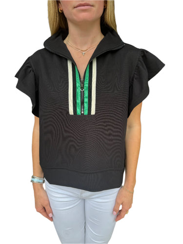 TBC Sport Stripe Knit Top Black/Green