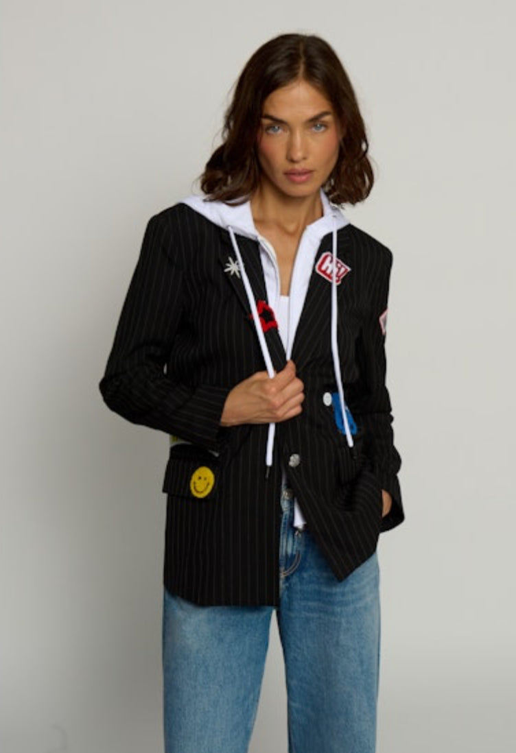 CPW Pinstriped Patch Blazer Black