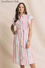 Load image into Gallery viewer, Tinley Striped Belted Midi Shirtdress