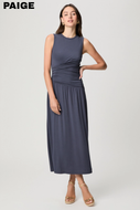 Paige Bonita sleeveless maxi dress in slate blue with ruched bodice and flowy skirt