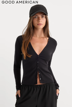 Load image into Gallery viewer, GA The Rib V Neck Cardigan Black