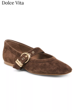 Load image into Gallery viewer, Mikel Flats Brown Suede