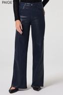 Paige Anessa high-waist wide-leg navy coated denim jeans with five-pocket styling