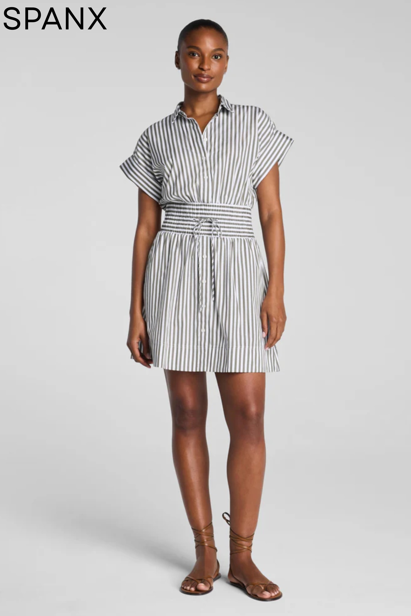 short sleeve smocked mini dress Pilar Gale Smocked Mini Dress WHITE-PASTELS / XS by Sugarlips