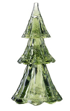 Load image into Gallery viewer, Elegant glass Christmas tree figurine with three tiered layers and textured details