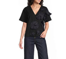 Load image into Gallery viewer, Schooner Black Flowers Poplin Top