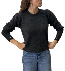 Minnie Rose Blousant Sleeve Sweater Charcoal