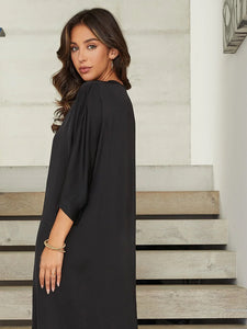 TBC 3/4 Sleeve Shirt Mini Dress Black