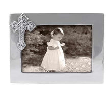 Load image into Gallery viewer, Mariposa decorative cross photo frame featuring ornate embossed cross accent on corner