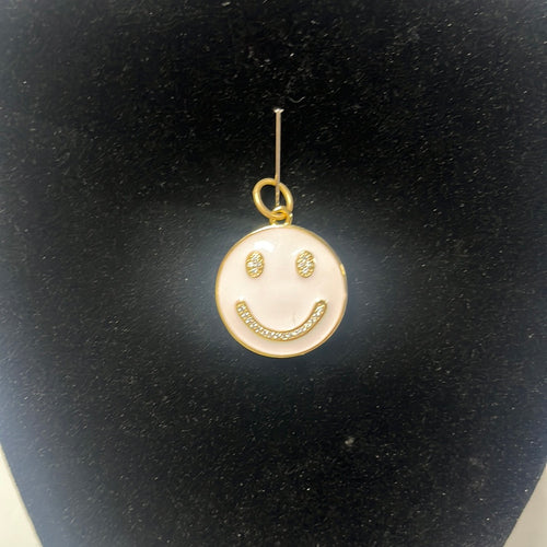 Enameled Smiley White Charm