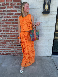 TBC Embroidered Maxi Skirt Orange