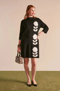 Frances Valentine Annie Posy Embroidery Dress Black/Oyster