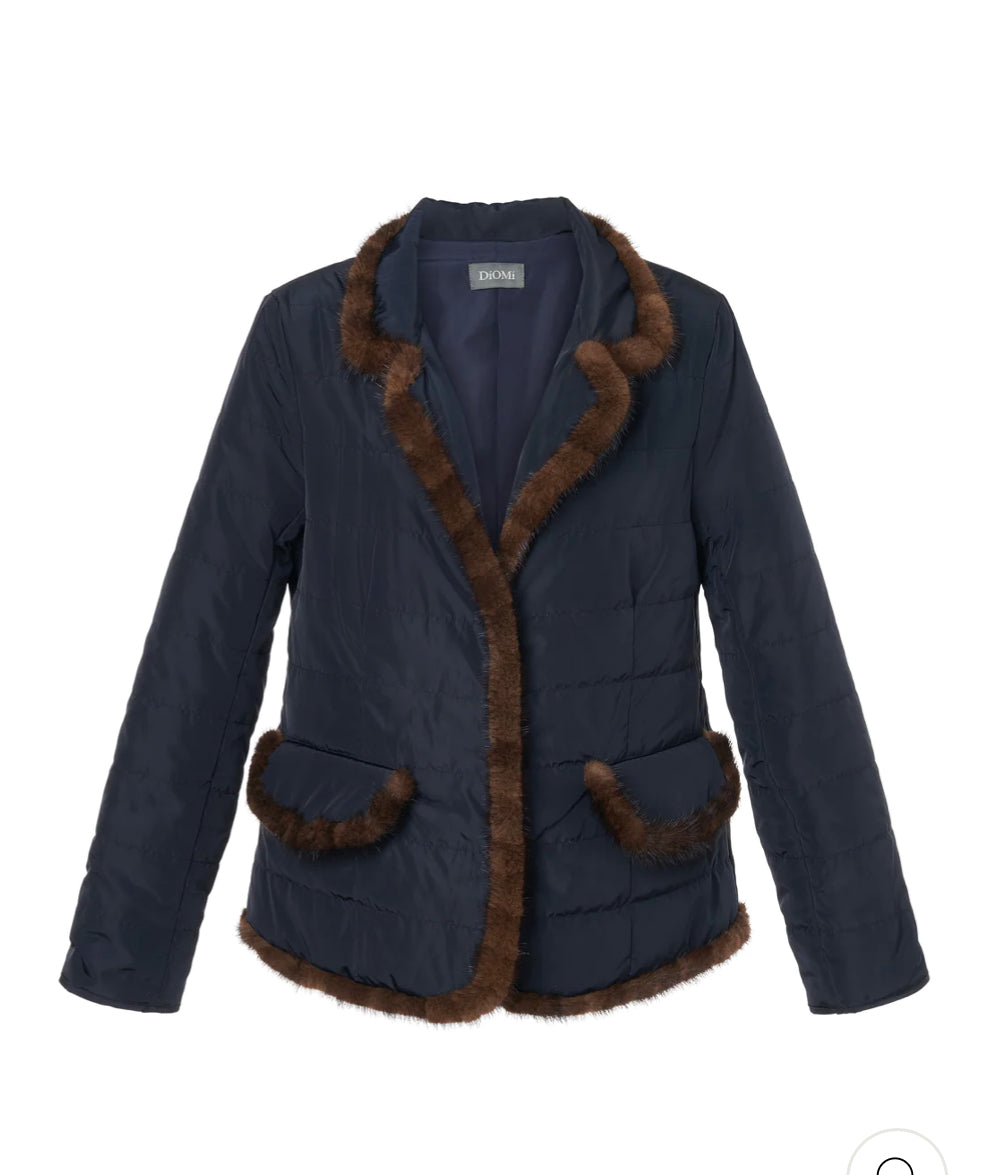 Diomi Nylon Jacket w Mink Trim Black/Brown – The Blue Collection