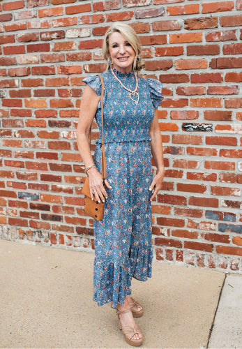 Anna Cate Blakely Midi Indigo Floral