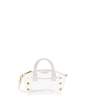 Load image into Gallery viewer, Hammitt Paula transparent structured handbag with gold hardware studs and leather trim details