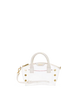 Hammitt Paula transparent structured handbag with gold hardware studs and leather trim details