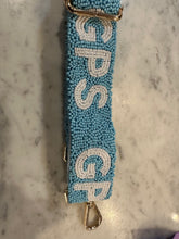 Load image into Gallery viewer, Beaded Adjustable Bag Strap GPS Blue/White