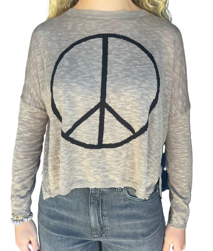 Peace Sign Shack Sweater Tan/Black