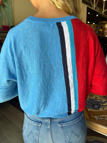 Racing Stipe Sweater Tranquil Blue