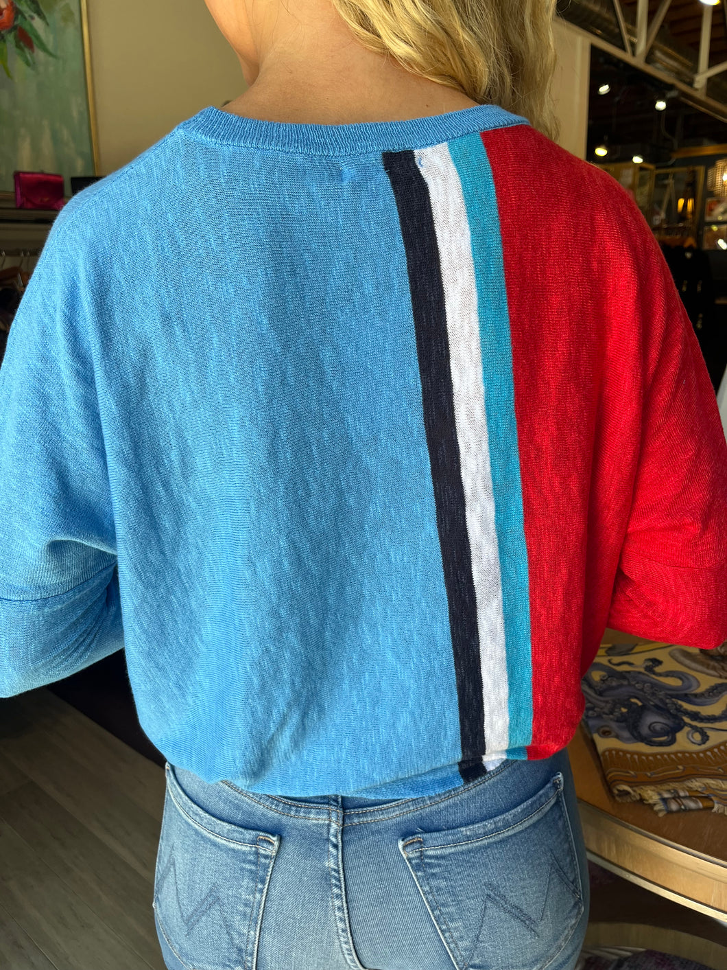 Racing Stipe Sweater Tranquil Blue