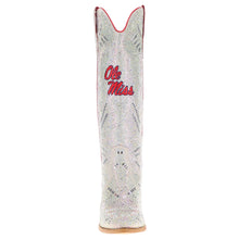 Load image into Gallery viewer, Vaccari Amber Ole Miss rhinestone cowboy boot in white with red trim