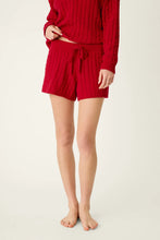 Load image into Gallery viewer, Women's cable knit chenille drawstring lounge shorts paired with matching sweater top
