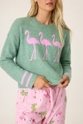 P.J.Salvage Fun Flamingo Sweater Olive