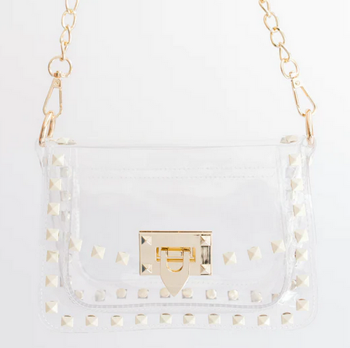 Clearly Studded Jackie Handbag White/Gold