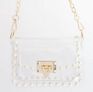 Clearly Studded Jackie Handbag White/Gold