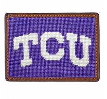 Load image into Gallery viewer, Smathers &amp; Branson Needlepoint Card Wallet TCU Purple