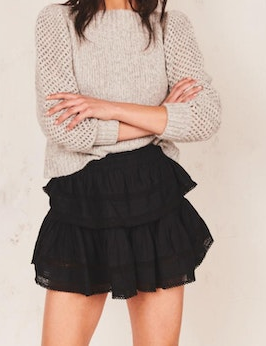 Love Shack Fancy Ruffle Mini Skirt Black